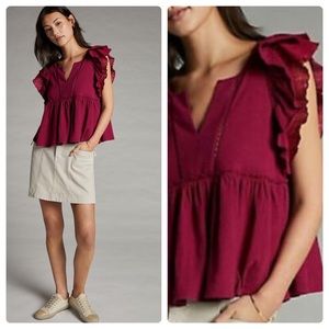 Anthropologie Caroline Ruffled Babydoll Top